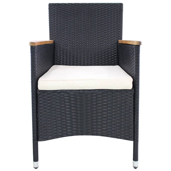 Garden Chairs 2 Pcs With Cushions Poly Rattan Black