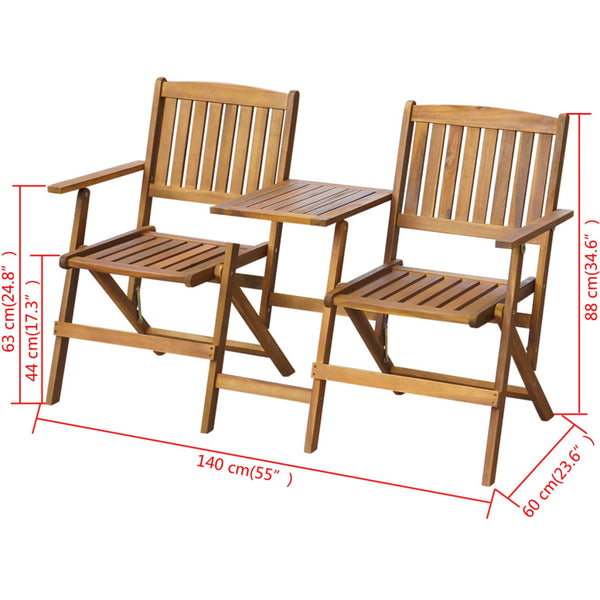 Folding Garden Bench With Tea Table 140 Cm Solid Acacia Wood Patio Benches