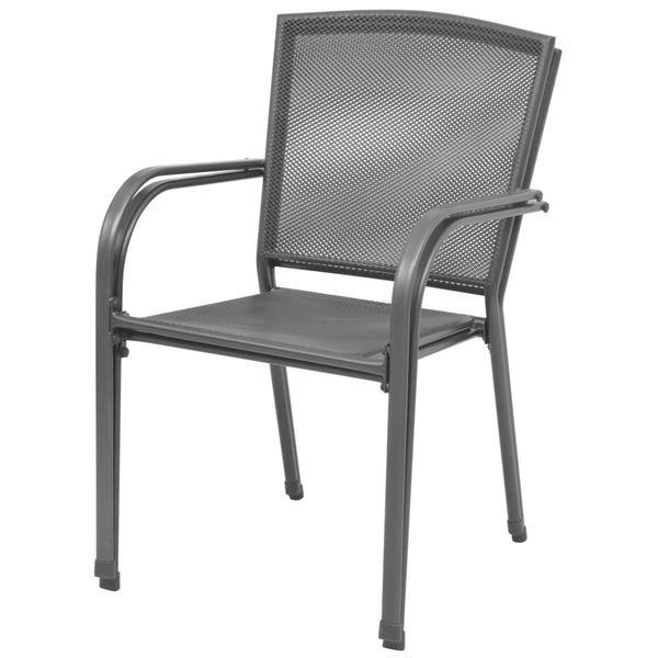 Vidaxl Stackable Garden Chairs 2 Pcs Steel Grey Patio Chairs