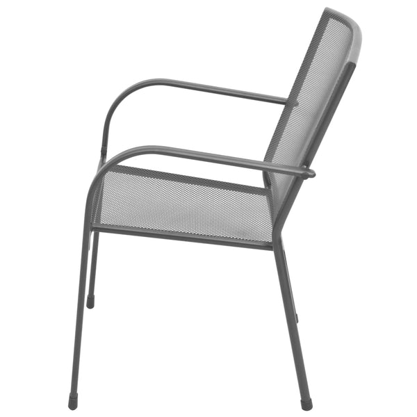 Vidaxl Stackable Garden Chairs 2 Pcs Steel Grey Patio Chairs