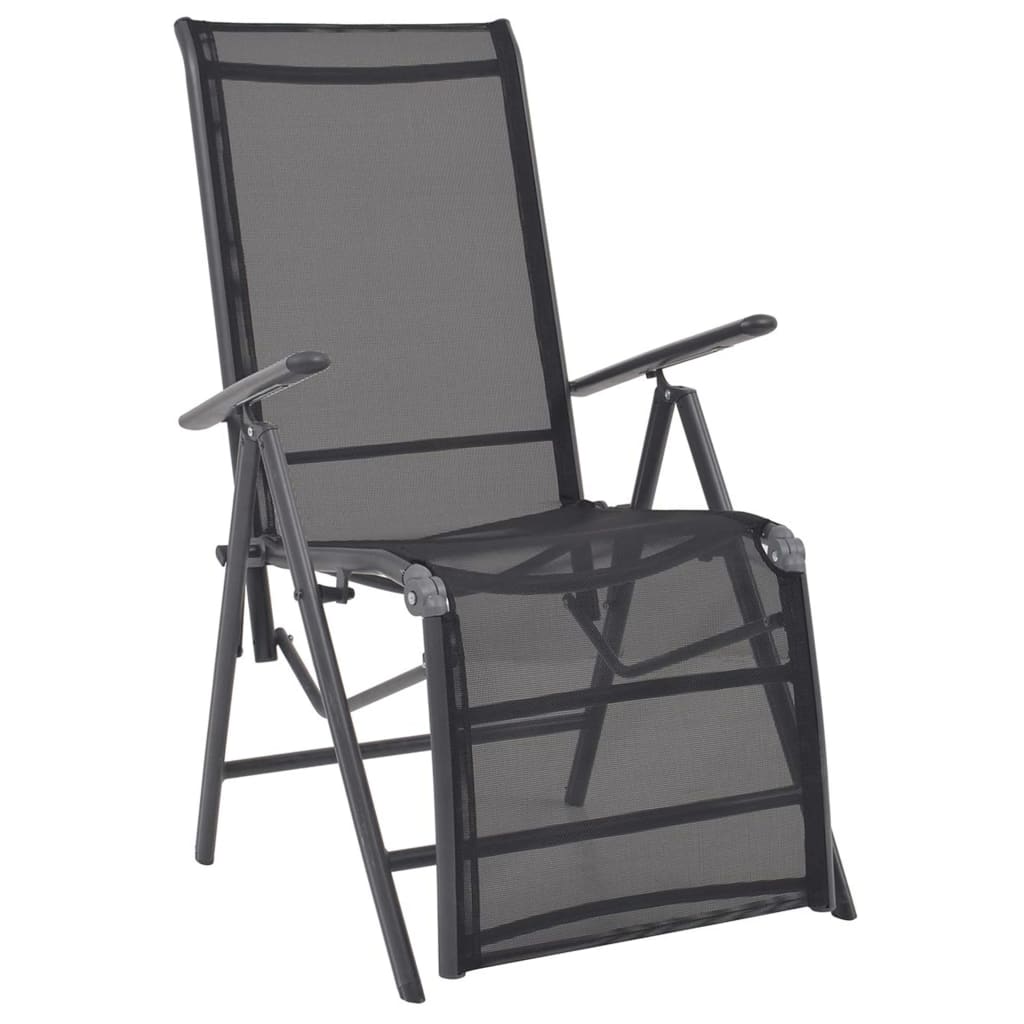 Reclining Deck Chair Aluminium And Textilene Black