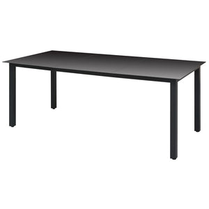 Garden Table Black 190X90x74 Cm Aluminium And Glass