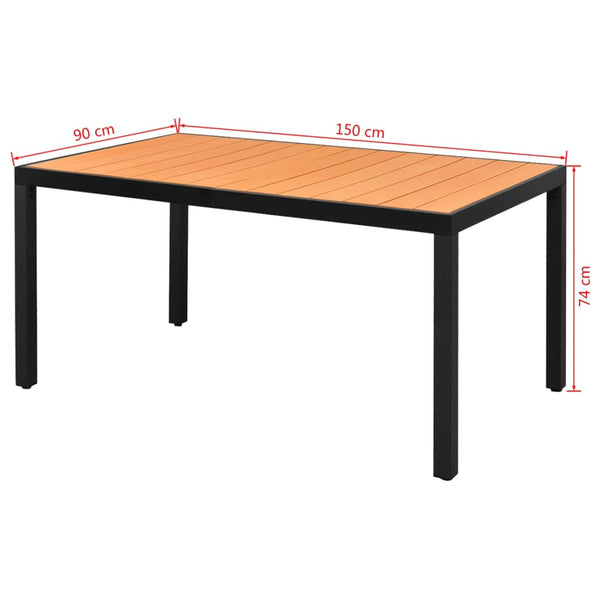 Garden Table Brown 150X90x74 Cm Aluminium And Wpc Patio & Garden Tables