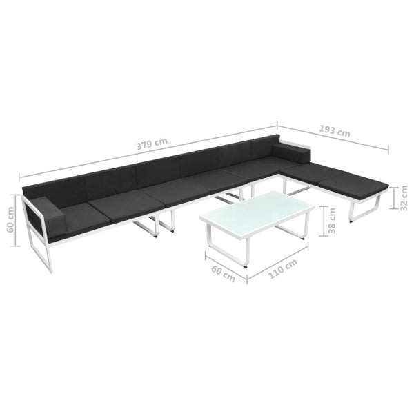 5 Piece Garden Lounge Set Textilene Aluminium Black