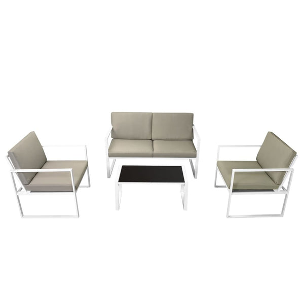 Vidaxl 4 Piece Garden Lounge Set With Cushions Steel White Loungers