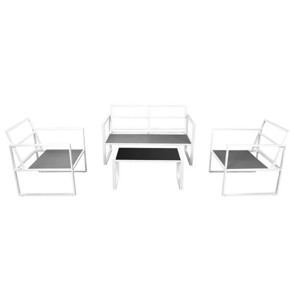 Vidaxl 4 Piece Garden Lounge Set With Cushions Steel White Loungers