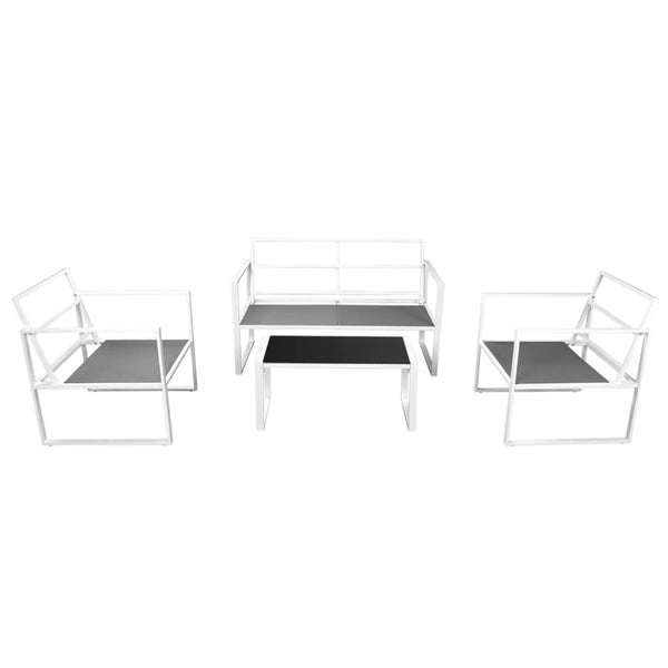 4 Piece Garden Lounge Set With Cushions Steel White