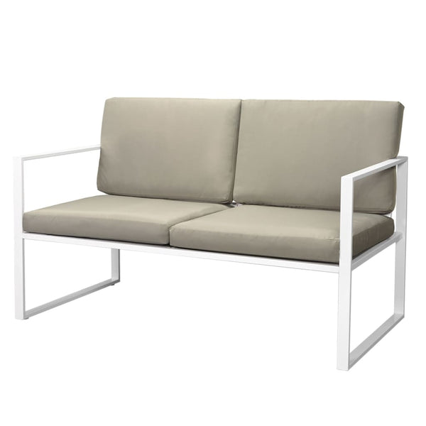 Vidaxl 4 Piece Garden Lounge Set With Cushions Steel White Loungers