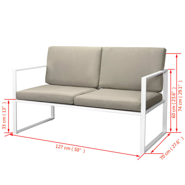 Vidaxl 4 Piece Garden Lounge Set With Cushions Steel White Loungers