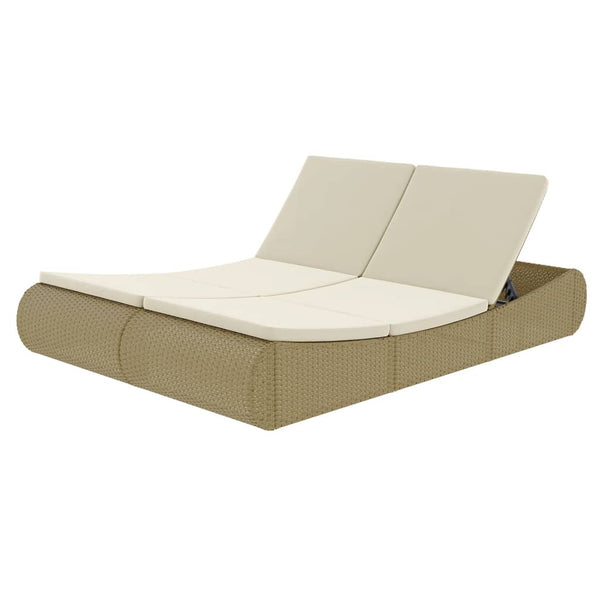 Vidaxl Outdoor Lounge Bed Poly Rattan Beige Other Patio & Garden Furniture