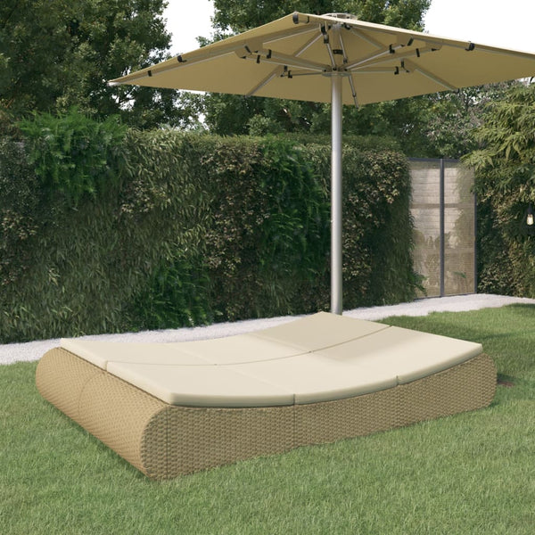 Vidaxl Outdoor Lounge Bed Poly Rattan Beige Other Patio & Garden Furniture