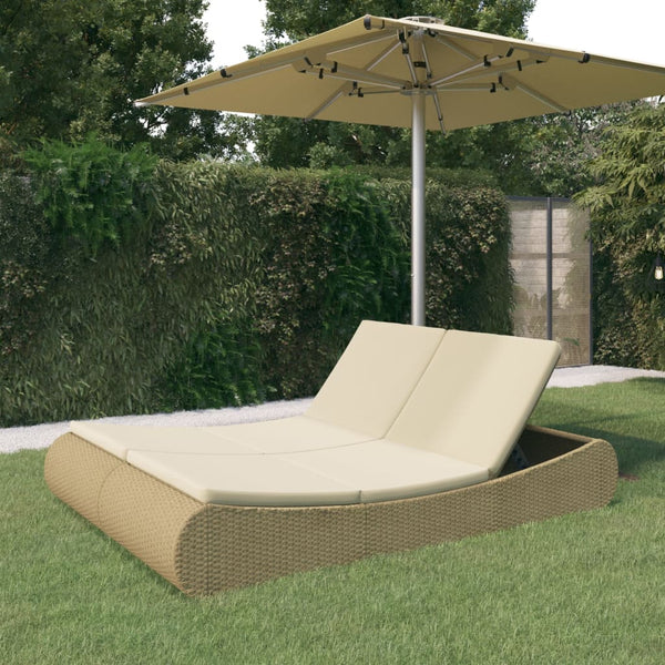 Vidaxl Outdoor Lounge Bed Poly Rattan Beige Other Patio & Garden Furniture