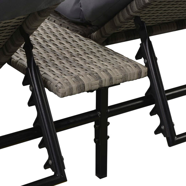 Double Sun Lounger With Cushion Poly Rattan Grey