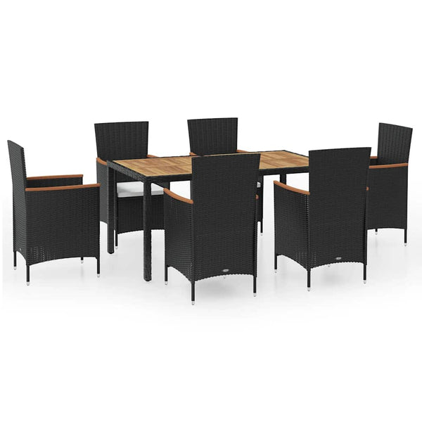 Vidaxl 7 Piece Outdoor Dining Set With Cushions Poly Rattan Outdoor Dining Sets