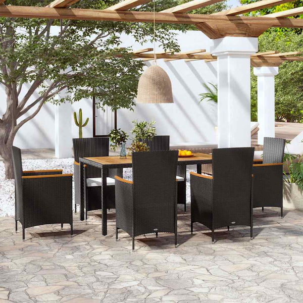 Vidaxl 7 Piece Outdoor Dining Set With Cushions Poly Rattan Outdoor Dining Sets