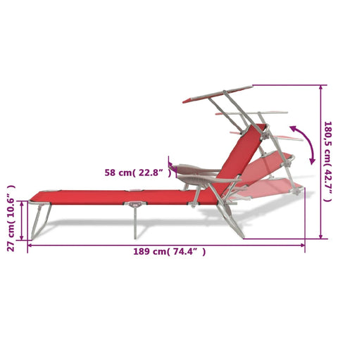 Sun Lounger With Canopy Steel