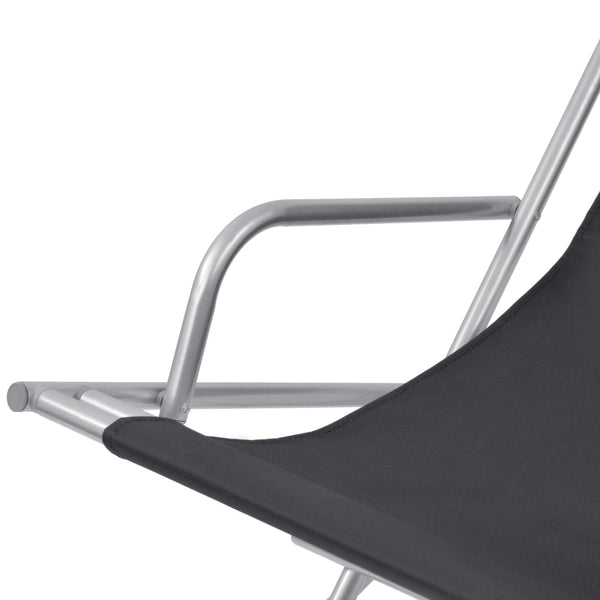 Reclining Deck Chairs 2 Pcs Steel Black