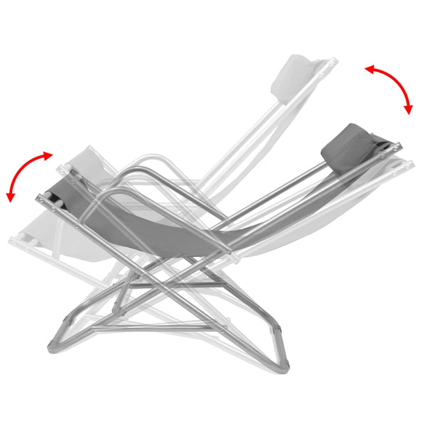 Reclining Deck Chairs 2 Pcs Steel Grey