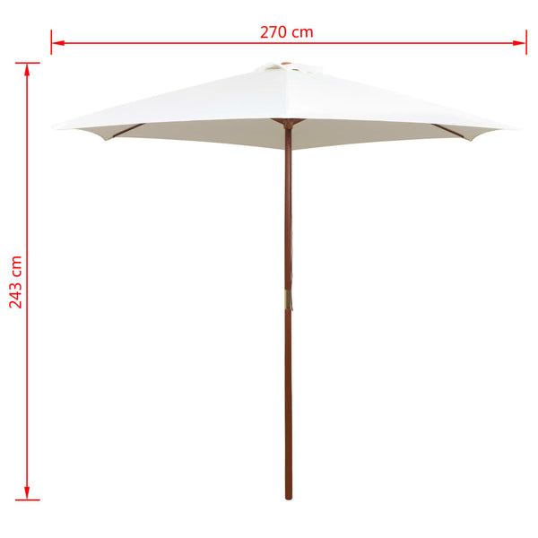 Parasol 270X270 Cm Pole Cream White Patio Umbrellas
