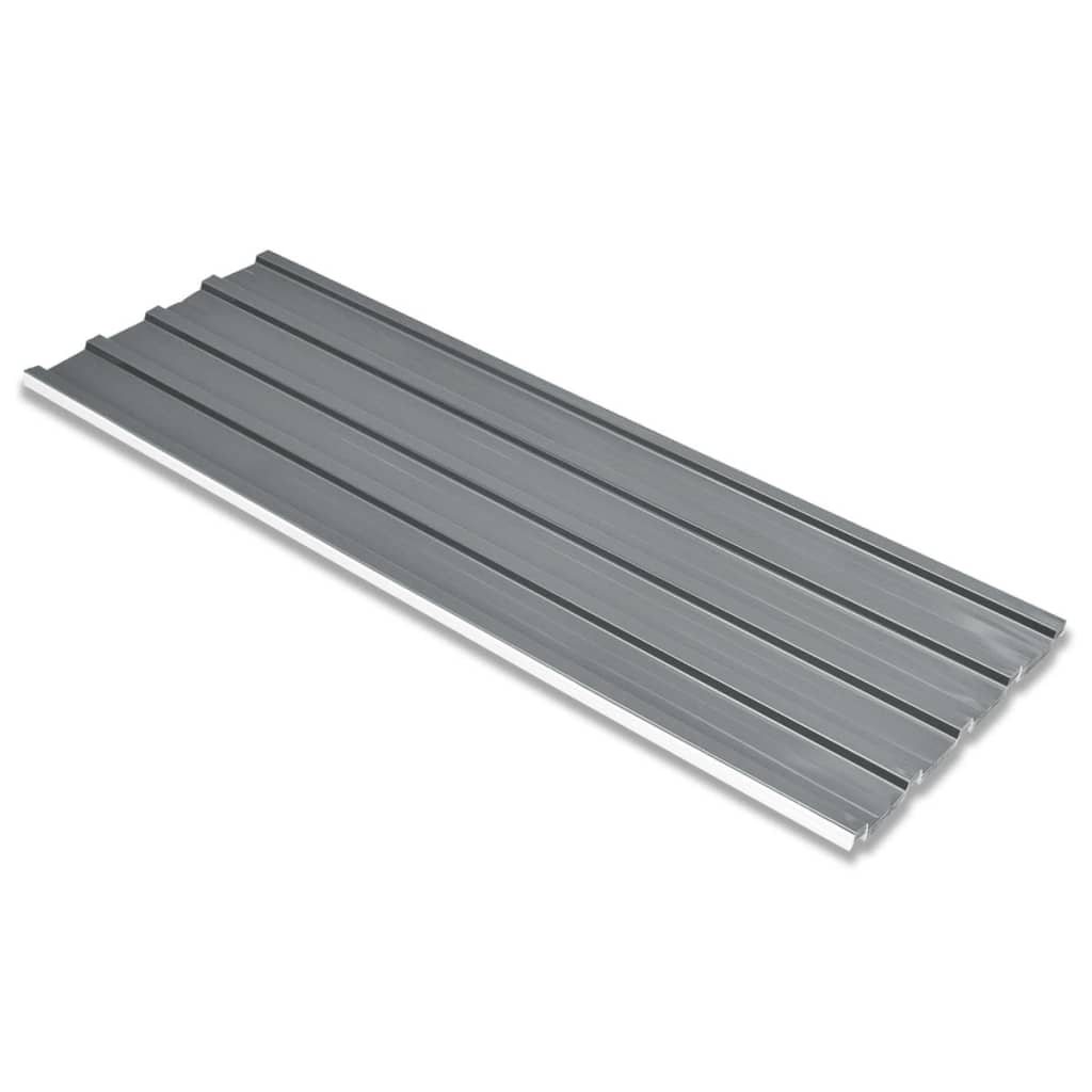Vidaxl Roof Panels 12 Pcs Galvanised Steel Grey Roof Sheets & Panels