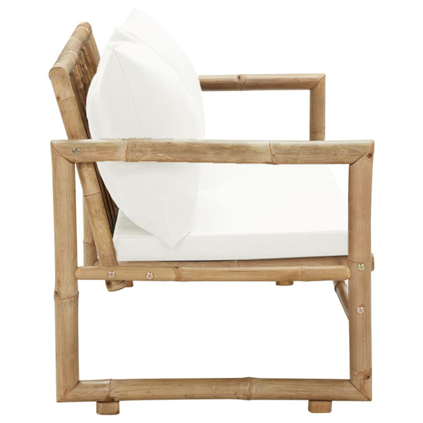 2 Seater Garden Sofa With Cushions Bamboo