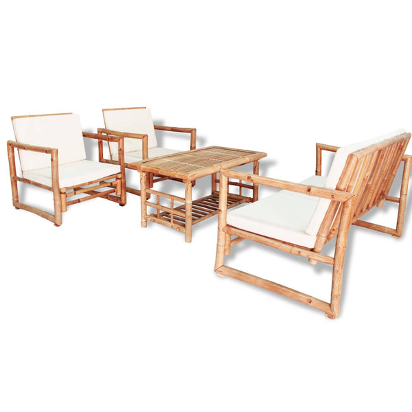 Vidaxl 4 Piece Garden Lounge Set With Cushions Bamboo Other Patio & Garden Furniture