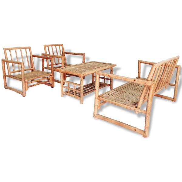 Vidaxl 4 Piece Garden Lounge Set With Cushions Bamboo Other Patio & Garden Furniture