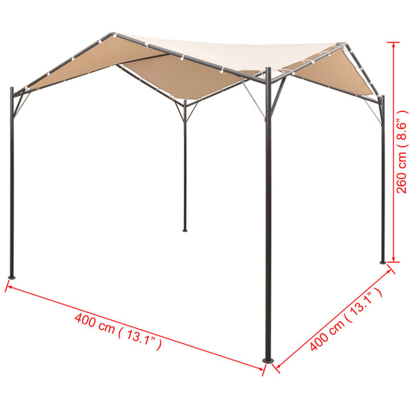 Gazebo Pavilion Tent Canopy 4X4 M Steel Beige