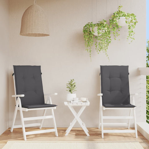 Garden Highback Chair Cushions 2 Pcs Anthracite 120X50x3 Cm Fabric