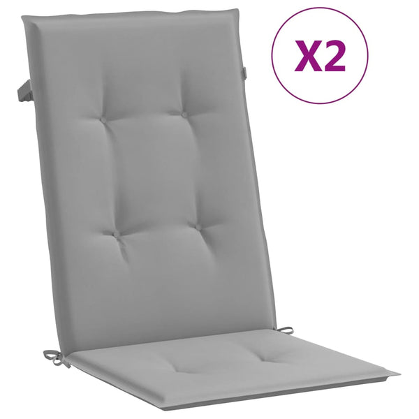 Garden Highback Chair Cushions 2 Pcs Grey 120X50x3 Cm Fabric