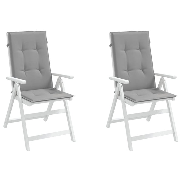 Garden Highback Chair Cushions 2 Pcs Grey 120X50x3 Cm Fabric