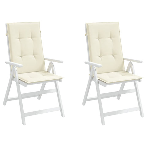 Garden Highback Chair Cushions 2 Pcs Cream 120X50x3 Cm Fabric