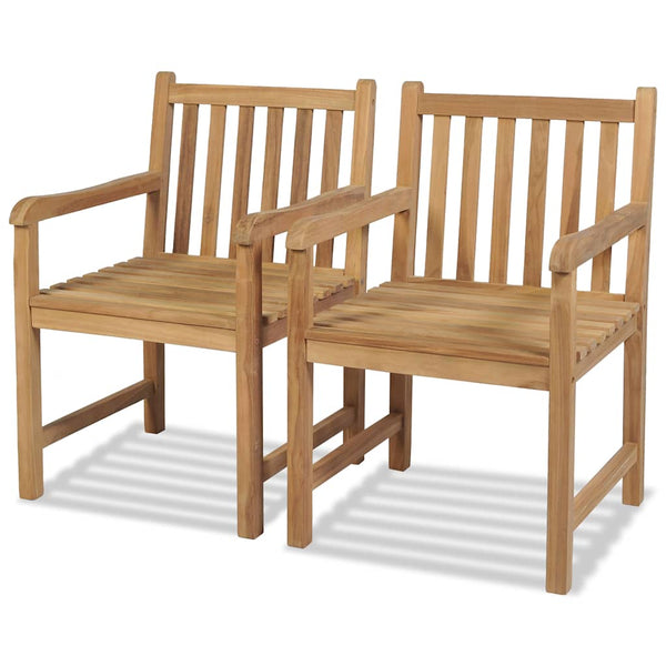 Vidaxl Outdoor Chairs 2 Pcs Solid Teak Wood Patio Chairs