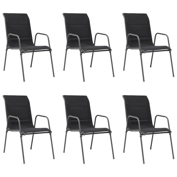 Stackable Garden Chairs 6 Pcs Steel And Textilene Black