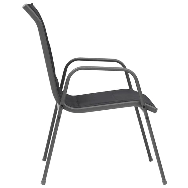 Stackable Garden Chairs 6 Pcs Steel And Textilene Black