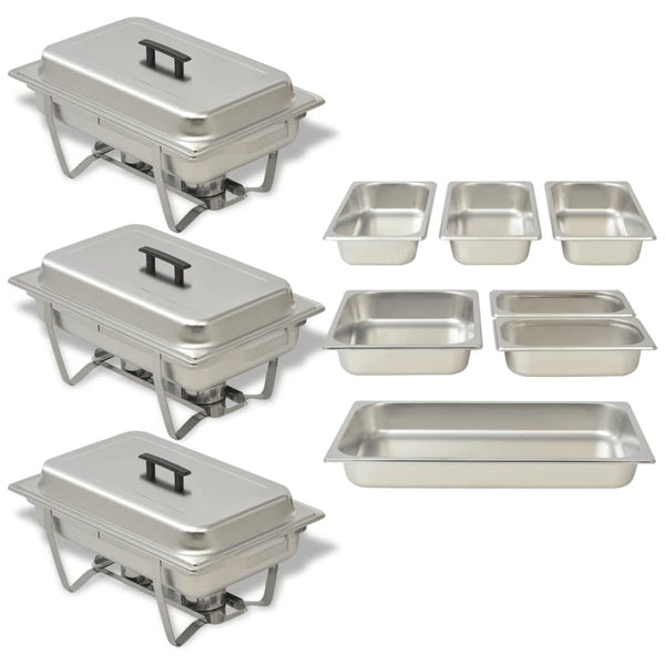 Countertop Food Warmers 3 Piece Chafing Dish Set Stainless Steel