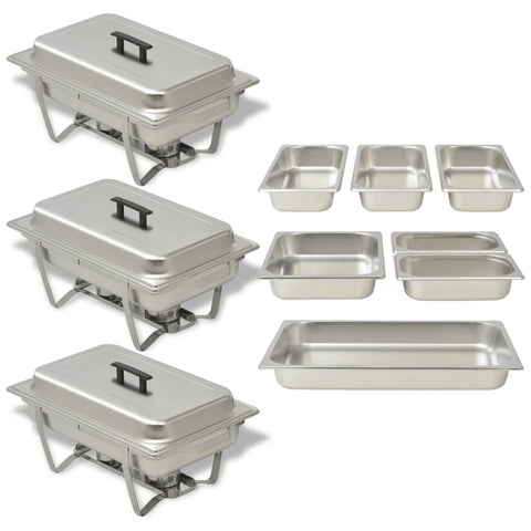 Countertop Food Warmers 3 Piece Chafing Dish Set Stainless Steel