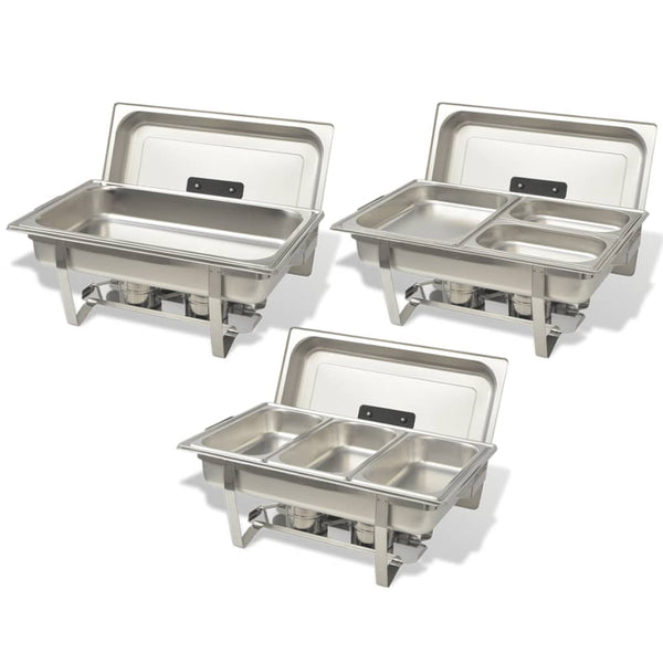 3 Piece Chafing Dish Set Stainless Steel Countertop Food Warmers