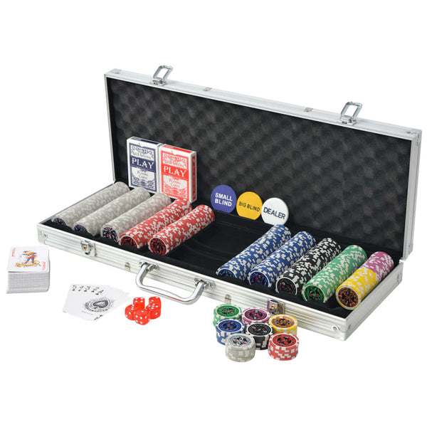Poker Set With 500 Laser Chips Aluminium Poker Chips