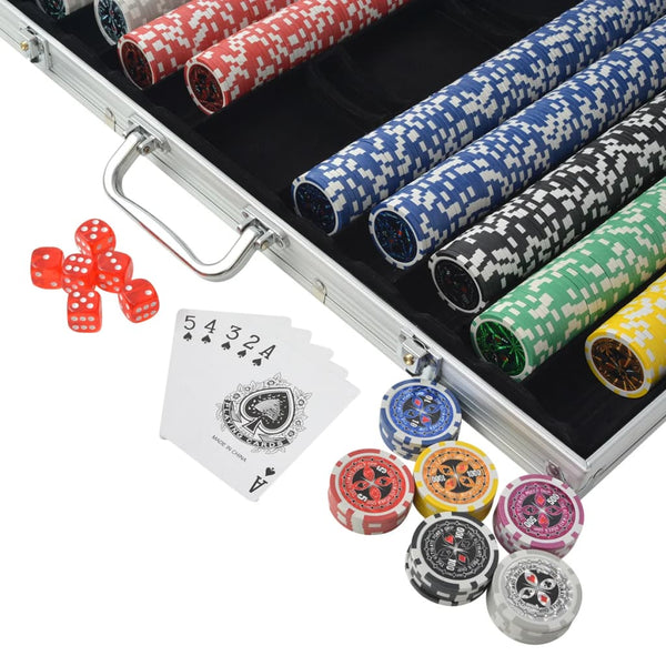 Poker Set With 1000 Laser Chips Aluminium Poker Chips
