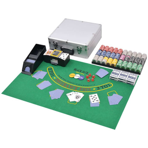 Vidaxl Combine Poker/Blackjack Set With 600 Laser Chips Aluminium Poker Chips