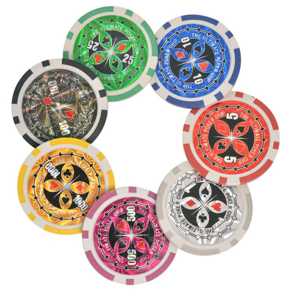 Vidaxl Combine Poker/Blackjack Set With 600 Laser Chips Aluminium Poker Chips