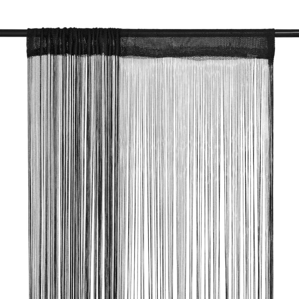 String Curtains 2 Pcs 140X250 Cm Black Curtains & Drapes
