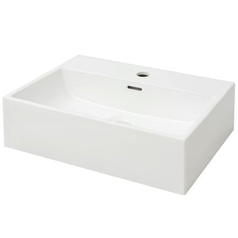Basin With Faucet Hole Ceramic White 51.5X38.5X15 Cm