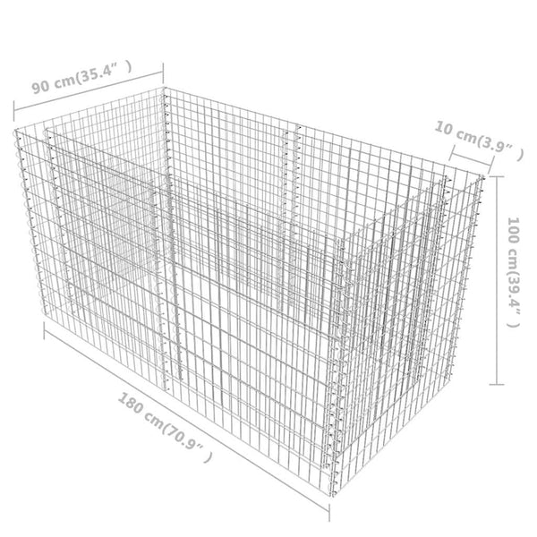Vidaxl Gabion Raised Bed Steel 180X90x100 Cm Silver Raised Garden Beds