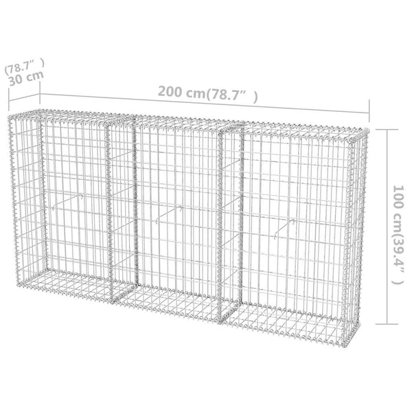 Vidaxl Gabion Basket Galvanised Steel 200X30x100 Cm Fence Panels