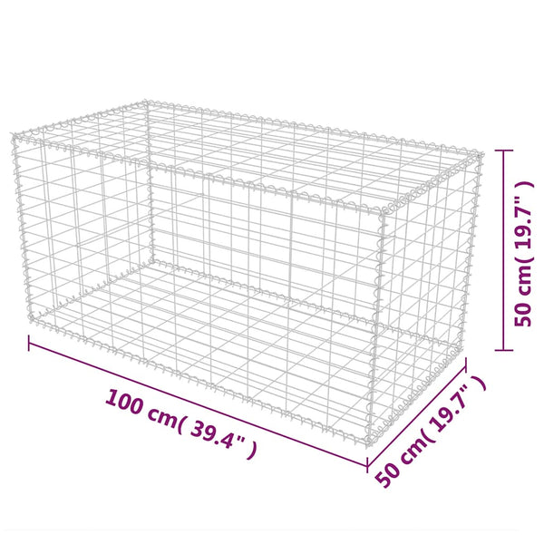 Vidaxl Gabion Basket Galvanised Steel 100X50x50 Cm Fence Panels