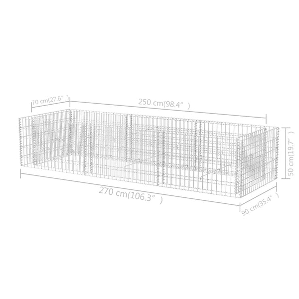 Vidaxl Gabion Raised Bed Steel 270X90x50 Cm Raised Garden Beds
