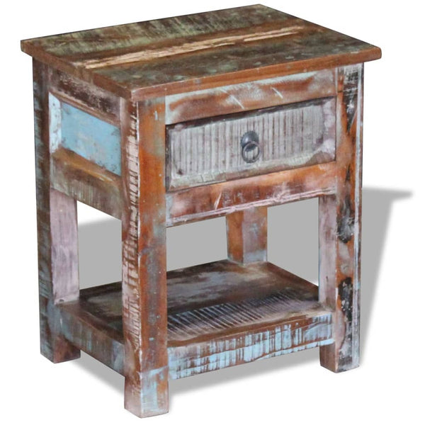 Vidaxl Side Table With 1 Drawer Solid Reclaimed Wood 43X33x51 Cm Side Tables