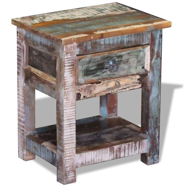 Vidaxl Side Table With 1 Drawer Solid Reclaimed Wood 43X33x51 Cm Side Tables
